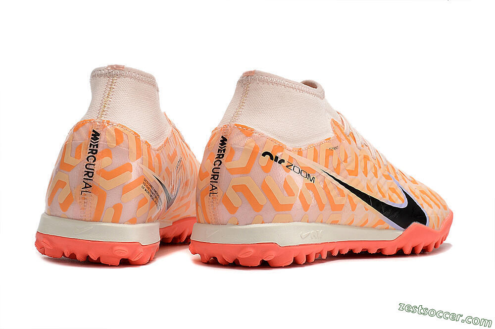 Nike Air Zoom Mercurial Superfly 9 Elite TF High-Tops Soccer Shoes - Orange/White/Black 6