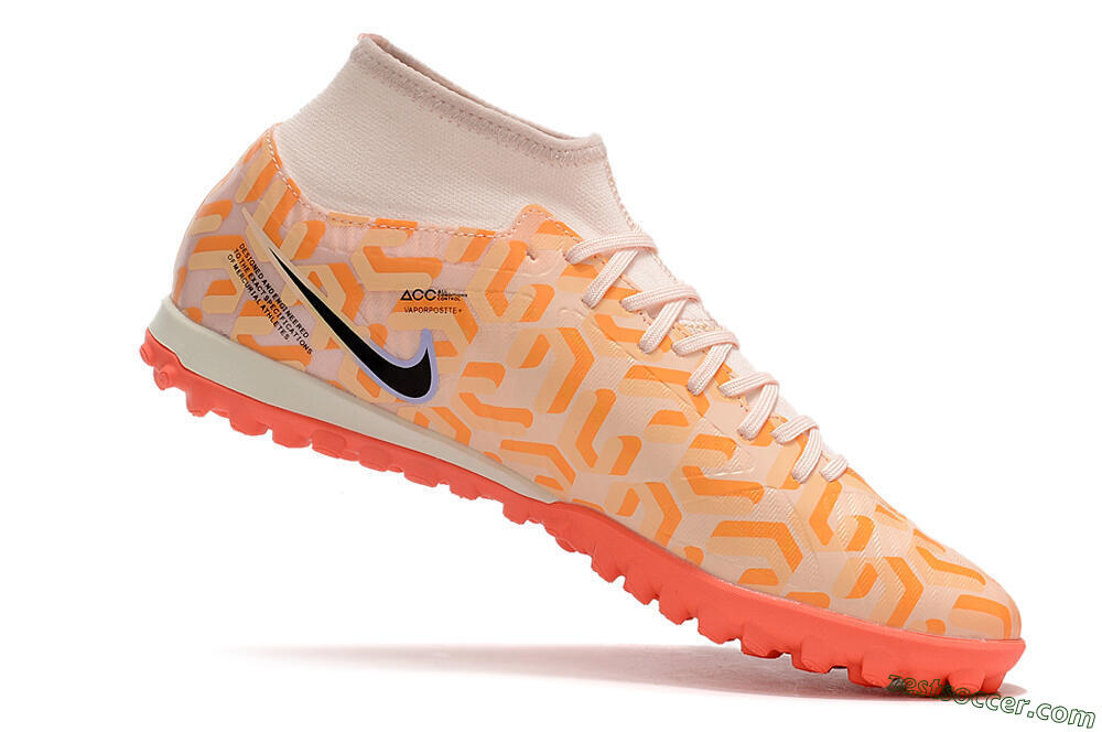 Nike Air Zoom Mercurial Superfly 9 Elite TF High-Tops Soccer Shoes - Orange/White/Black 4