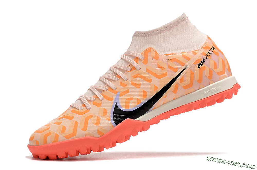 Nike Air Zoom Mercurial Superfly 9 Elite TF High-Tops Soccer Shoes - Orange/White/Black 5