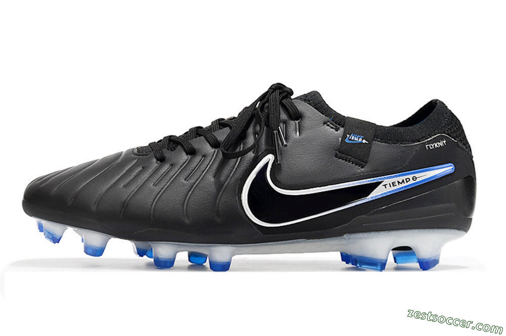 Nike Tiempo Legend 10 Elite FG Low-Tops Soccer Cleats - Black/Blue/Sliver 2