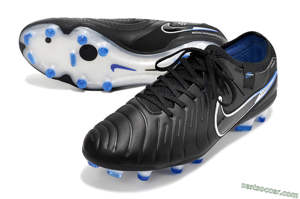 Nike Tiempo Legend 10 Elite FG Low-Tops Soccer Cleats - Black/Blue/Sliver 3