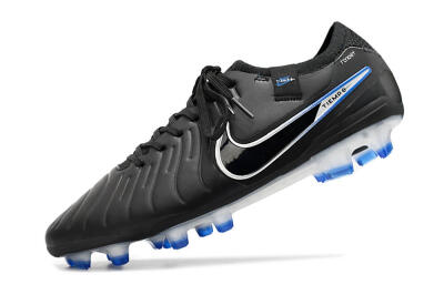 Nike Tiempo Legend 10 Elite FG Low-Tops Soccer Cleats - Black/Blue/Sliver