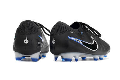 Nike Tiempo Legend 10 Elite FG Low-Tops Soccer Cleats - Black/Blue/Sliver