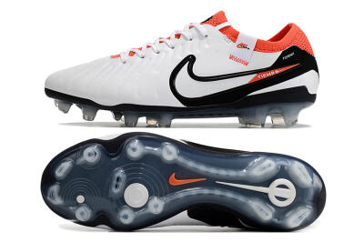 Nike Tiempo Legend 10 Elite FG Low-Tops Soccer Cleats - White/Black/Red