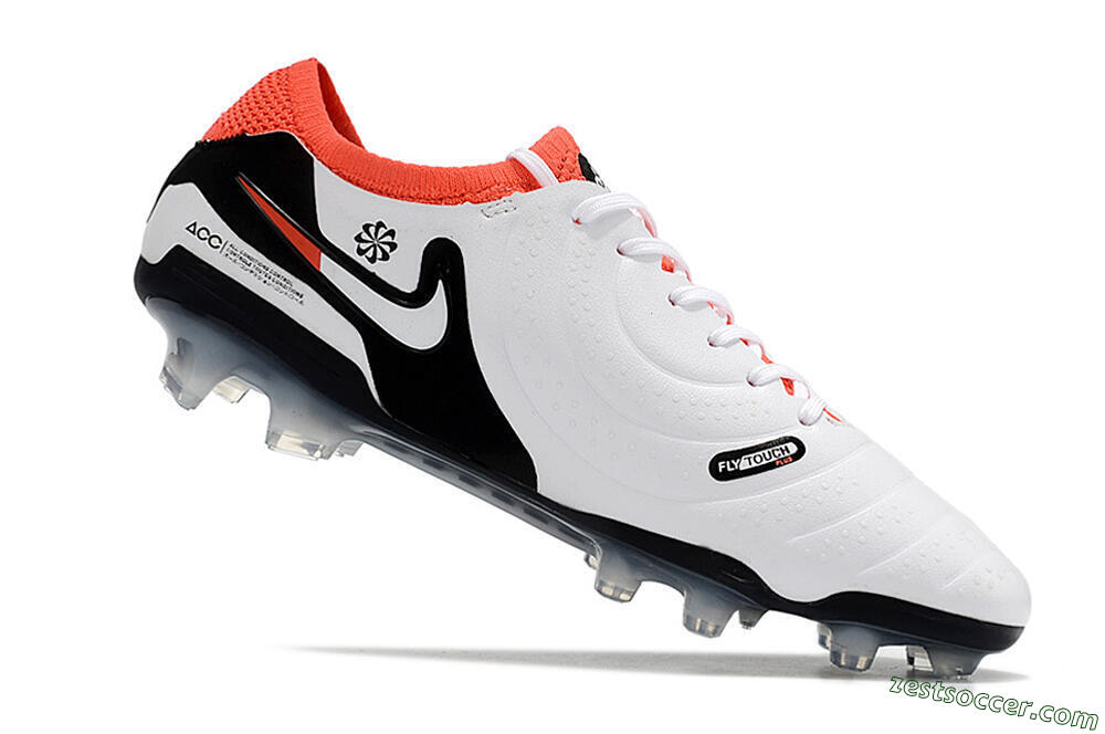 Nike Tiempo Legend 10 Elite FG Low-Tops Soccer Cleats - White/Black/Red 4