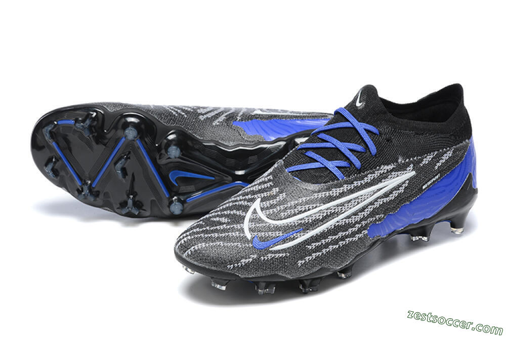 Nike Phantom GX Elite FG Low-Tops Soccer Cleats - Black/White/Blue 3