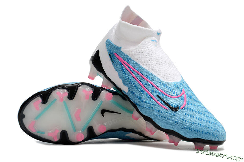 Nike Phantom GX Elite DF FG High-Tops Soccer Cleats - Blue/Pink/White 3