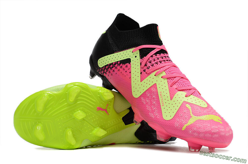 Puma Ultra Ultimate FG Low-Tops Soccer Cleats - Green/Pink/Black 3