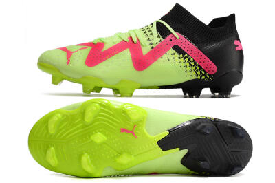 Puma Ultra Ultimate FG Low-Tops Soccer Cleats - Green/Pink/Black
