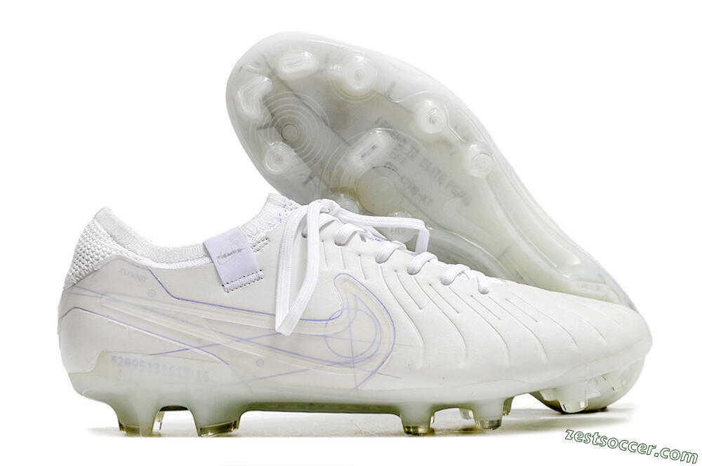 Nike Tiempo Legend 10 Elite FG Low-Tops Soccer Cleats - White/Purple 0