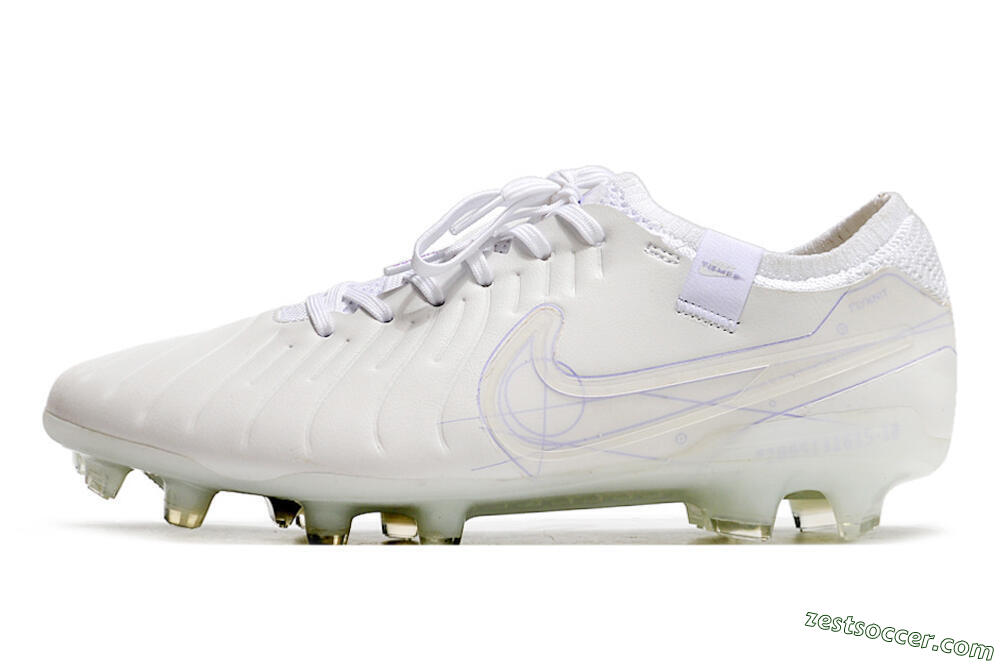 Nike Tiempo Legend 10 Elite FG Low-Tops Soccer Cleats - White/Purple 2