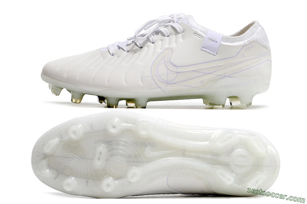 Nike Tiempo Legend 10 Elite FG Low-Tops Soccer Cleats - White/Purple 1