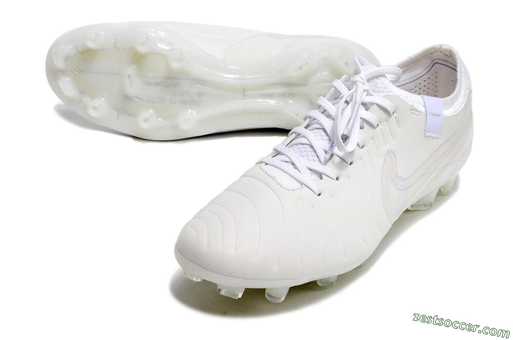 Nike Tiempo Legend 10 Elite FG Low-Tops Soccer Cleats - White/Purple 3