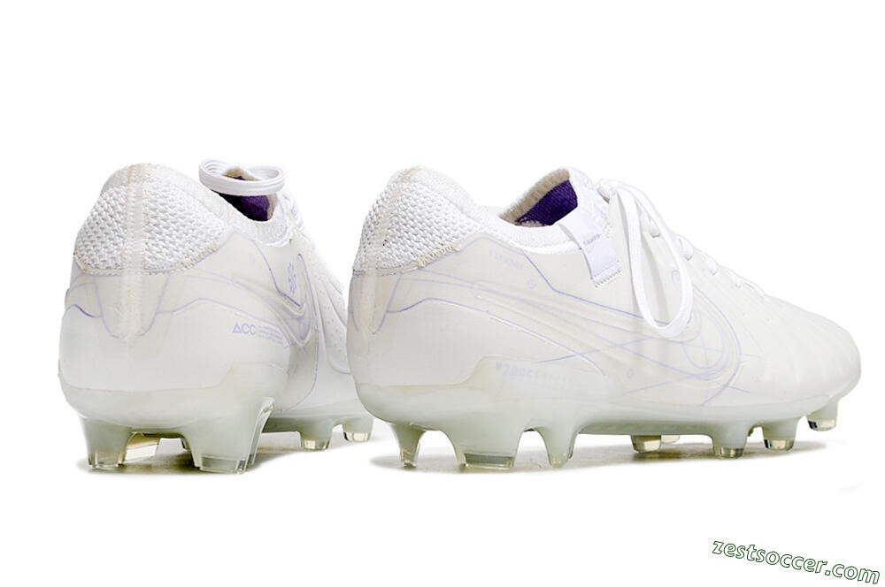 Nike Tiempo Legend 10 Elite FG Low-Tops Soccer Cleats - White/Purple 6