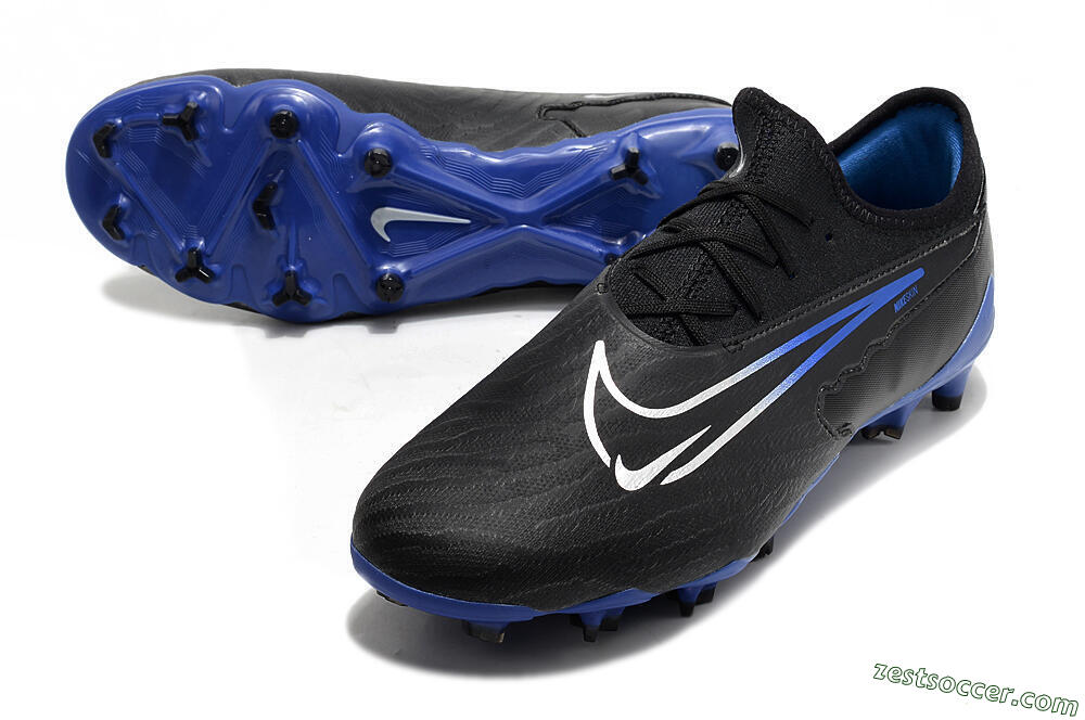 Nike Phantom GX Academy FG Low-Tops Soccer Cleats - Black/White/Blue 3