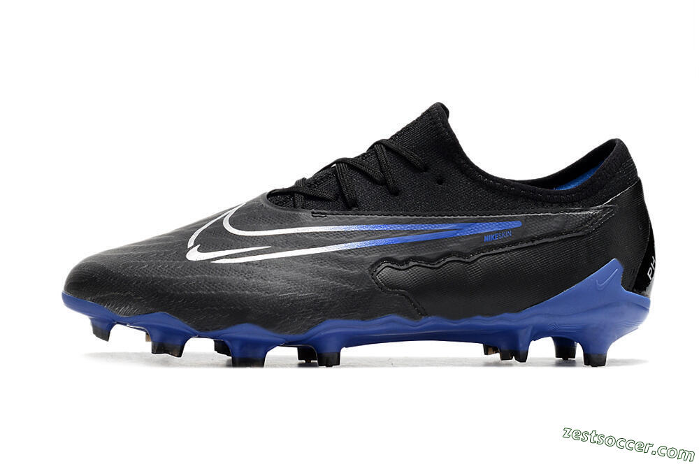 Nike Phantom GX Academy FG Low-Tops Soccer Cleats - Black/White/Blue 2