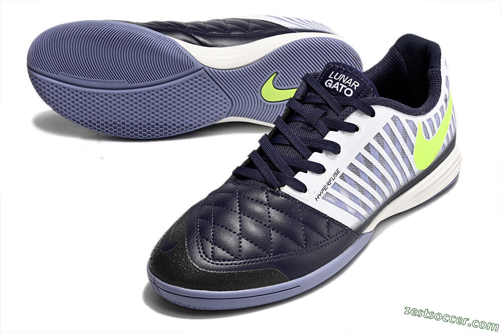 Nike Lunar Gato 2 IC Low-Tops Soccer Shoes - Blue/White/Green 3
