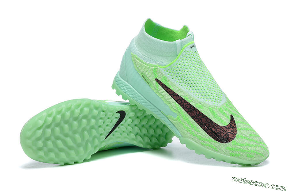 Nike Phantom GX Elite DF Link TF High-Tops Soccer Shoes - Green/Black/Brown 4