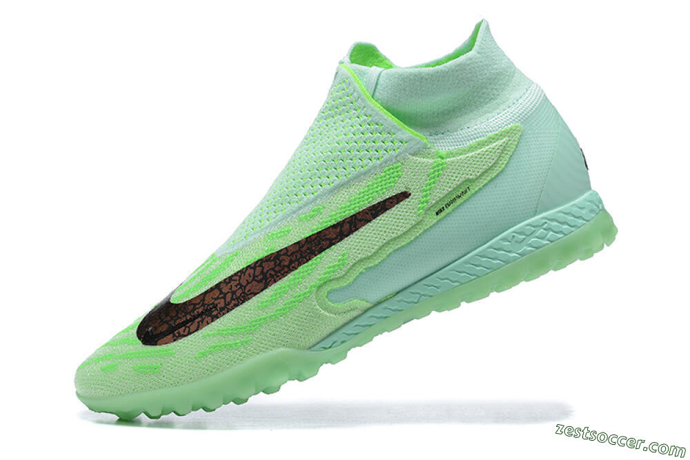 Nike Phantom GX Elite DF Link TF High-Tops Soccer Shoes - Green/Black/Brown 7