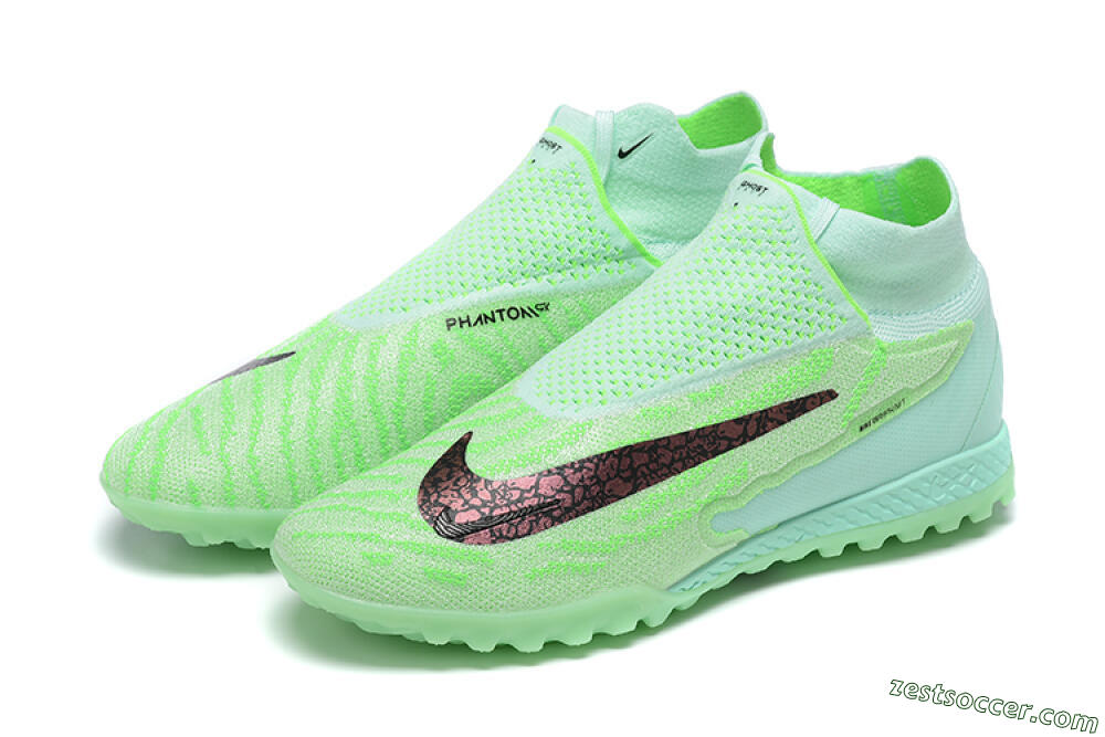 Nike Phantom GX Elite DF Link TF High-Tops Soccer Shoes - Green/Black/Brown 9
