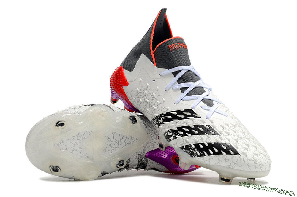 Adidas Predator Freak.1 FG High-Tops Soccer Cleats - White/Grey/Red 3