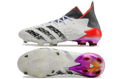 Adidas Predator Freak.1 FG High-Tops Soccer Cleats - White/Grey/Red
