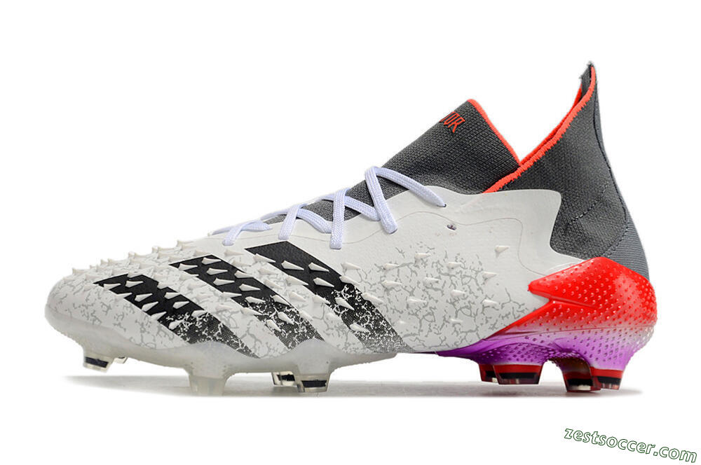 Adidas Predator Freak.1 FG High-Tops Soccer Cleats - White/Grey/Red 2