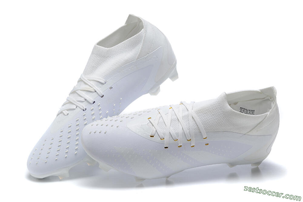 Adidas Predator Accuracy+ FG High-Tops Soccer Cleats - White/White 5