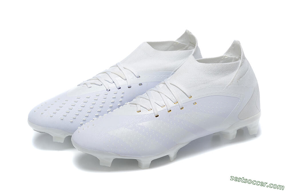 Adidas Predator Accuracy+ FG High-Tops Soccer Cleats - White/White 9