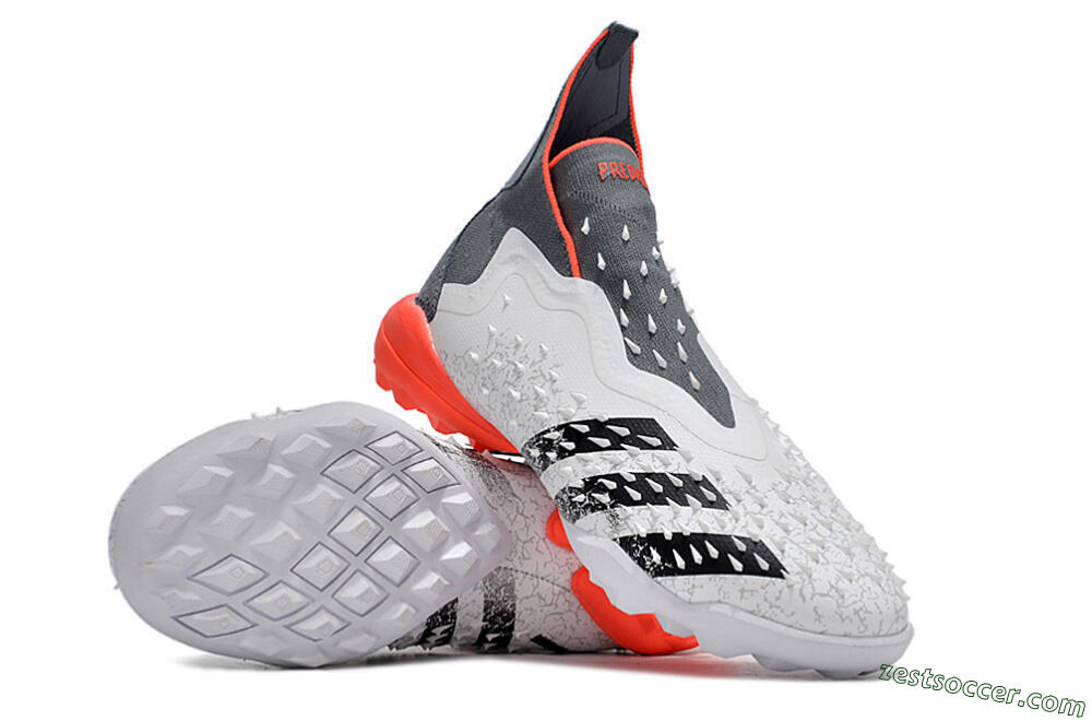 Adidas Predator Freak+ TF High-Tops Soccer Shoes - White/Grey/Red 3