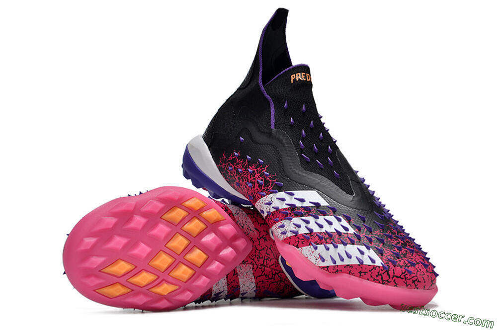 Adidas Predator Freak+ TF High-Tops Soccer Shoes - Black/Purple/Pink 3