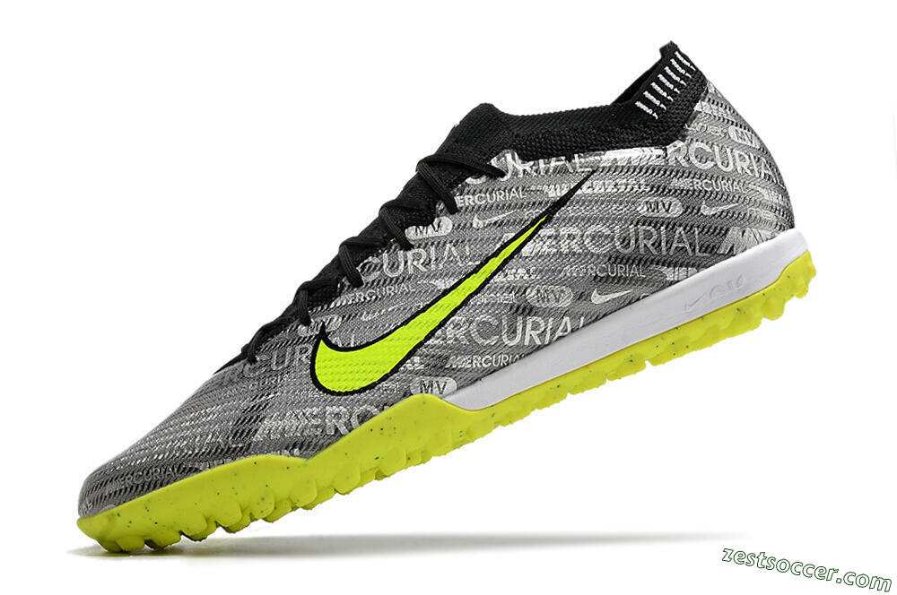 Nike Air Zoom Mercurial Vapor 15 Elite TF Low-Tops Soccer Shoes - Silver/Green/Black 7