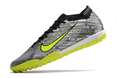 Nike Air Zoom Mercurial Vapor 15 Elite TF Low-Tops Soccer Shoes - Silver/Green/Black