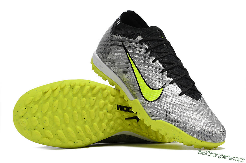 Nike Air Zoom Mercurial Vapor 15 Elite TF Low-Tops Soccer Shoes - Silver/Green/Black 4