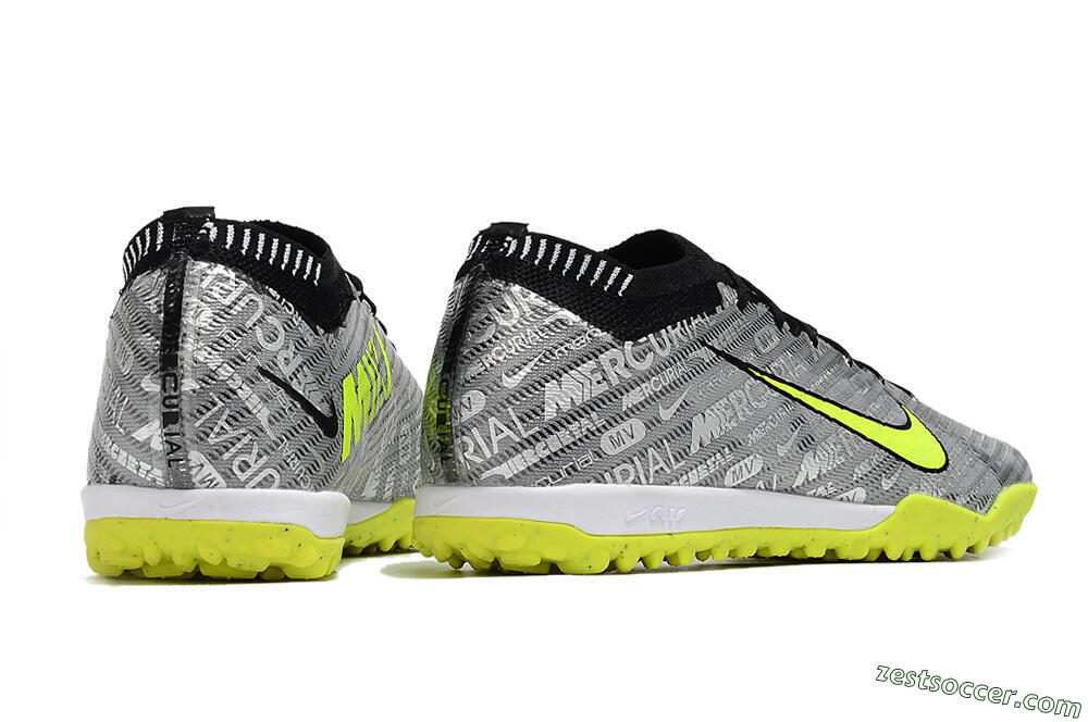 Nike Air Zoom Mercurial Vapor 15 Elite TF Low-Tops Soccer Shoes - Silver/Green/Black 8