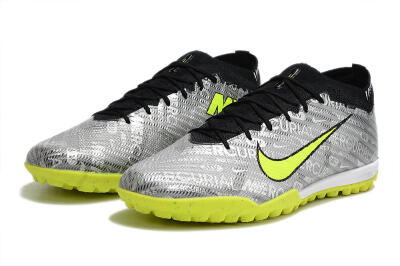 Nike Air Zoom Mercurial Vapor 15 Elite TF Low-Tops Soccer Shoes - Silver/Green/Black