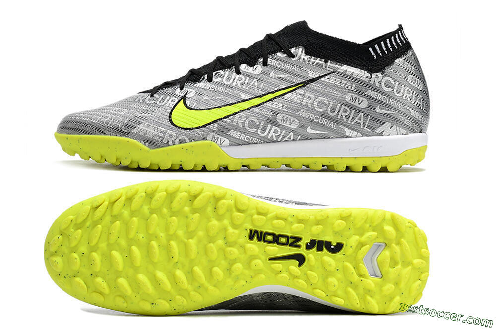 Nike Air Zoom Mercurial Vapor 15 Elite TF Low-Tops Soccer Shoes - Silver/Green/Black 1