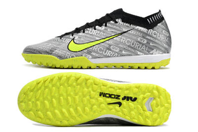 Nike Air Zoom Mercurial Vapor 15 Elite TF Low-Tops Soccer Shoes - Silver/Green/Black