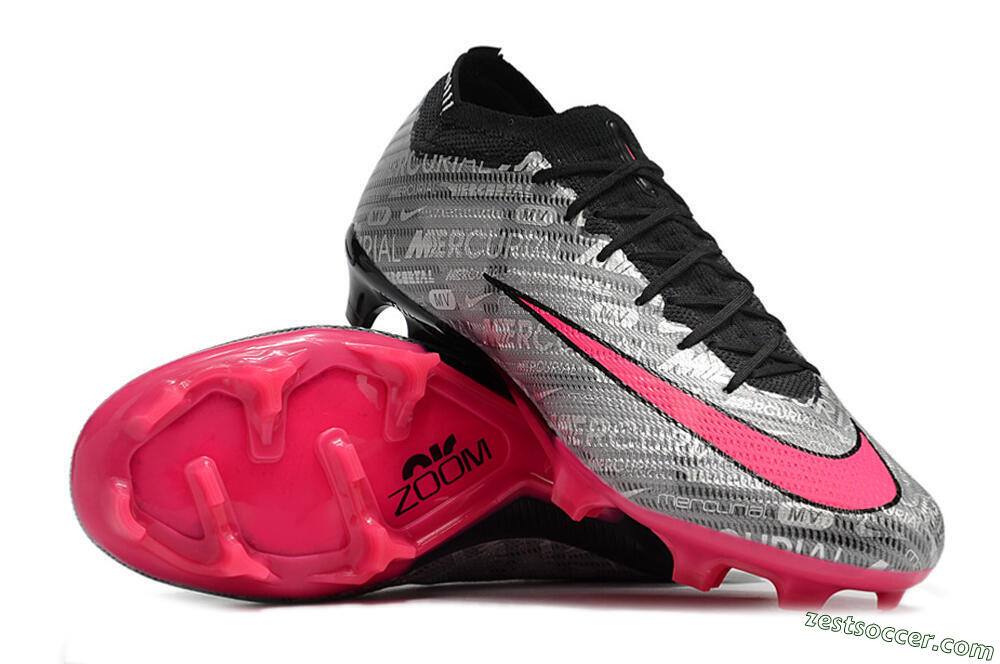 Nike Air Zoom Mercurial Vapor 15 Elite FG Low-Tops Soccer Cleats - Silver/Pink/Black 4