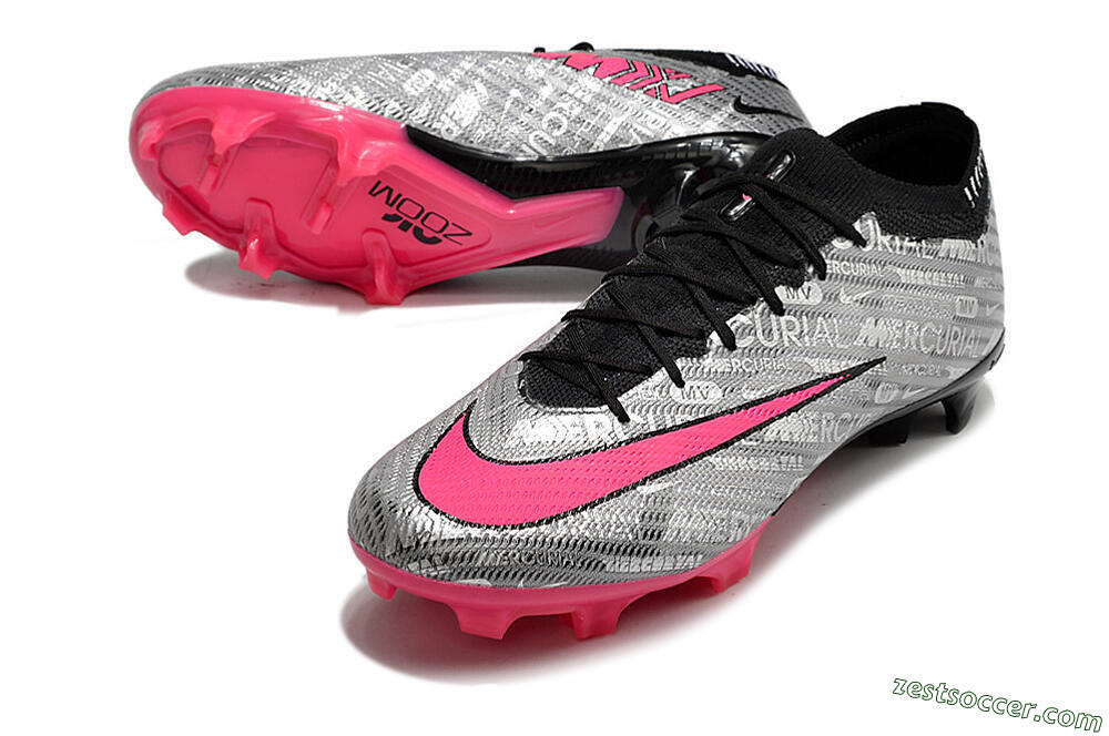 Nike Air Zoom Mercurial Vapor 15 Elite FG Low-Tops Soccer Cleats - Silver/Pink/Black 3