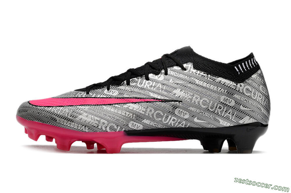 Nike Air Zoom Mercurial Vapor 15 Elite FG Low-Tops Soccer Cleats - Silver/Pink/Black 2