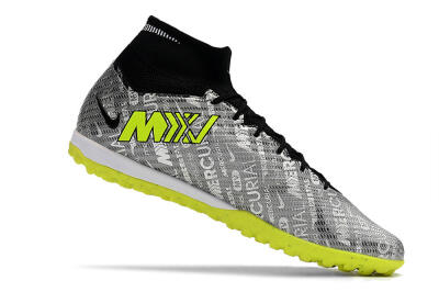Nike Air Zoom Mercurial Superfly 9 Elite TF High-Tops Soccer Shoes - Silver/Green/Black