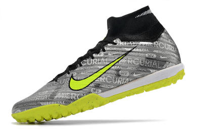 Nike Air Zoom Mercurial Superfly 9 Elite TF High-Tops Soccer Shoes - Silver/Green/Black