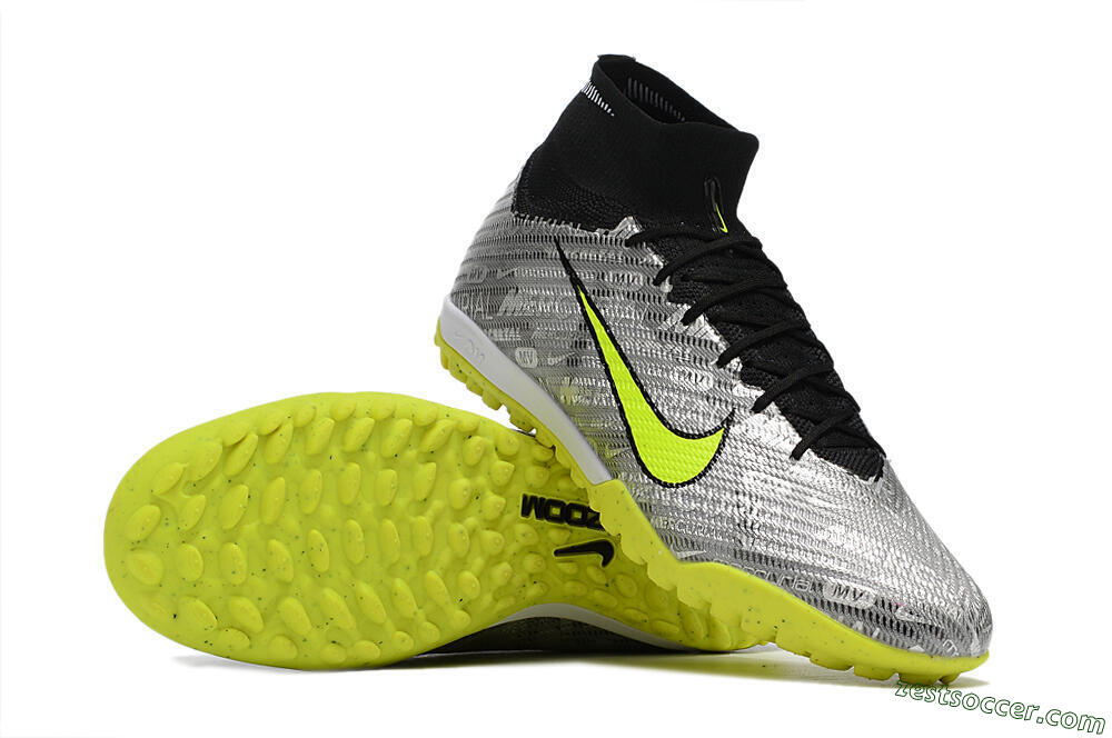 Nike Air Zoom Mercurial Superfly 9 Elite TF High-Tops Soccer Shoes - Silver/Green/Black 4