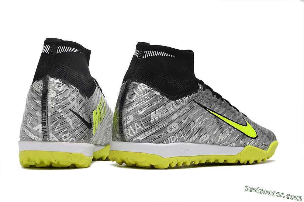 Nike Air Zoom Mercurial Superfly 9 Elite TF High-Tops Soccer Shoes - Silver/Green/Black 8