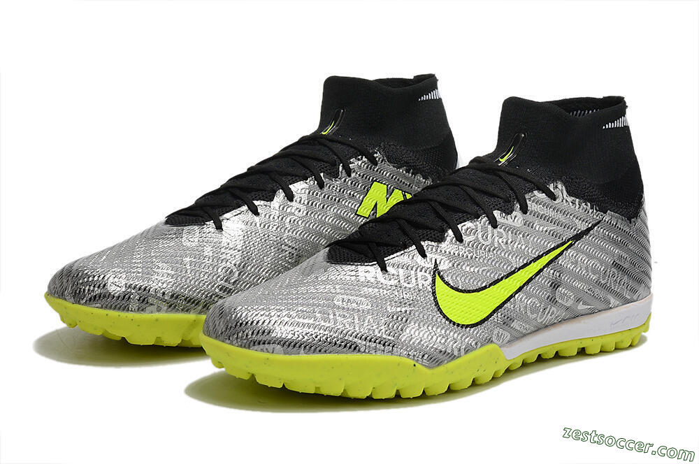 Nike Air Zoom Mercurial Superfly 9 Elite TF High-Tops Soccer Shoes - Silver/Green/Black 9
