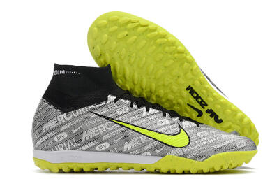Nike Air Zoom Mercurial Superfly 9 Elite TF High-Tops Soccer Shoes - Silver/Green/Black