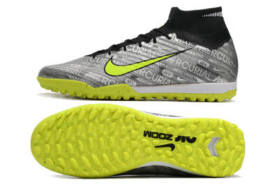 Nike Air Zoom Mercurial Superfly 9 Elite TF High-Tops Soccer Shoes - Silver/Green/Black