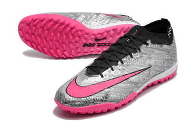 Nike Air Zoom Mercurial Vapor 15 Elite TF Low-Tops Soccer Shoes - Silver/Pink/Black