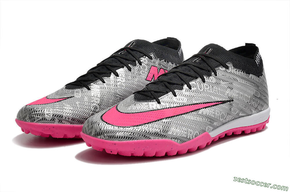 Nike Air Zoom Mercurial Vapor 15 Elite TF Low-Tops Soccer Shoes - Silver/Pink/Black 9